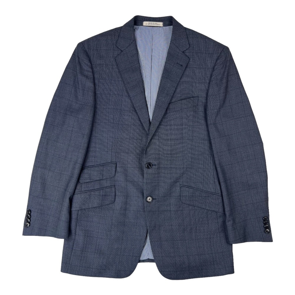 Joseph Abboud Blue Windowpane Check Drago Super 160‎ 2 Btn/Vent Blazer 39R